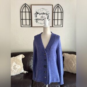 J. Jill Purple Chunky Knit Quirky Button Front Cardigan Sweater Size M Casual